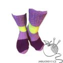 Ponožky fialová, žlutý a fialový pruh