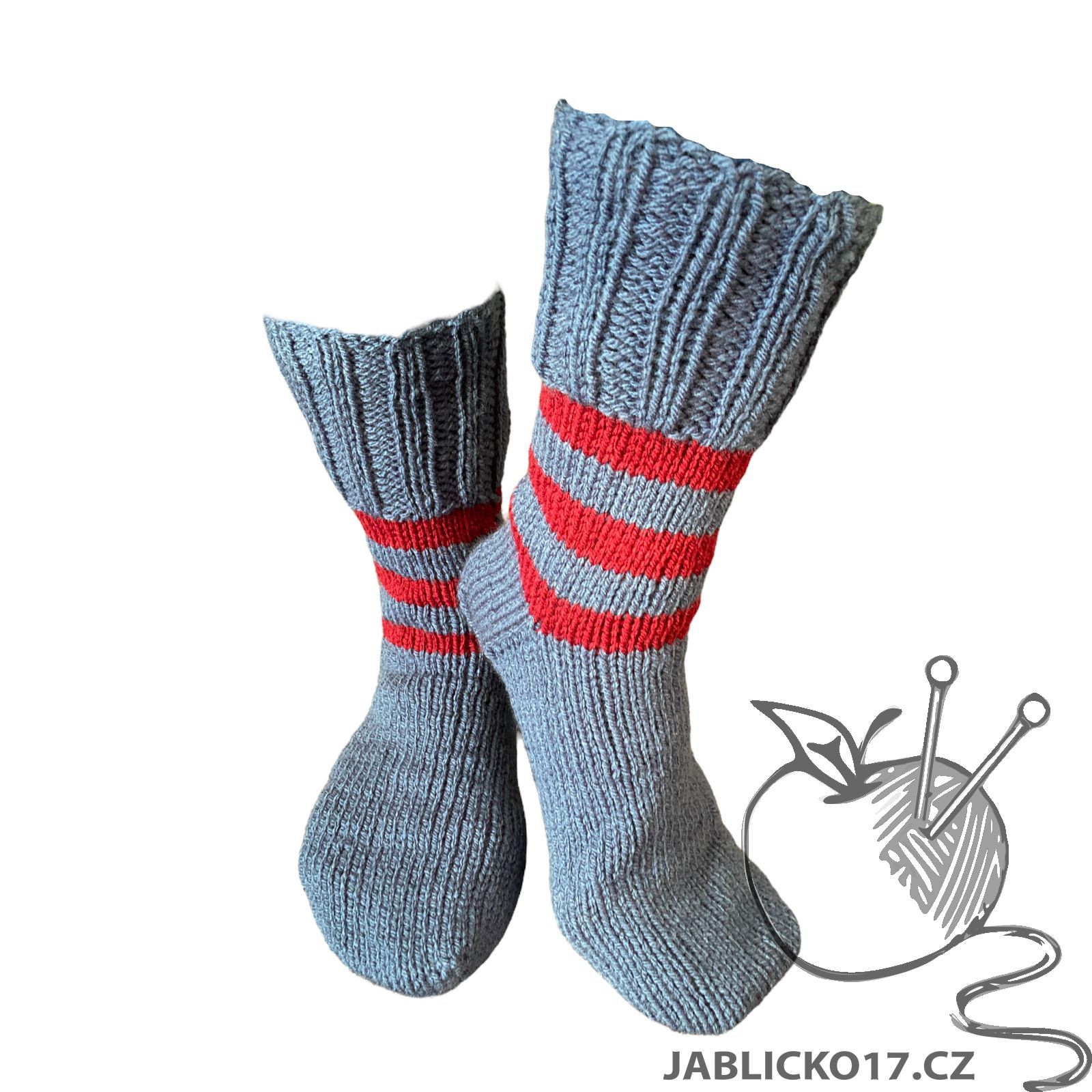 Ponožky pletené modro červená